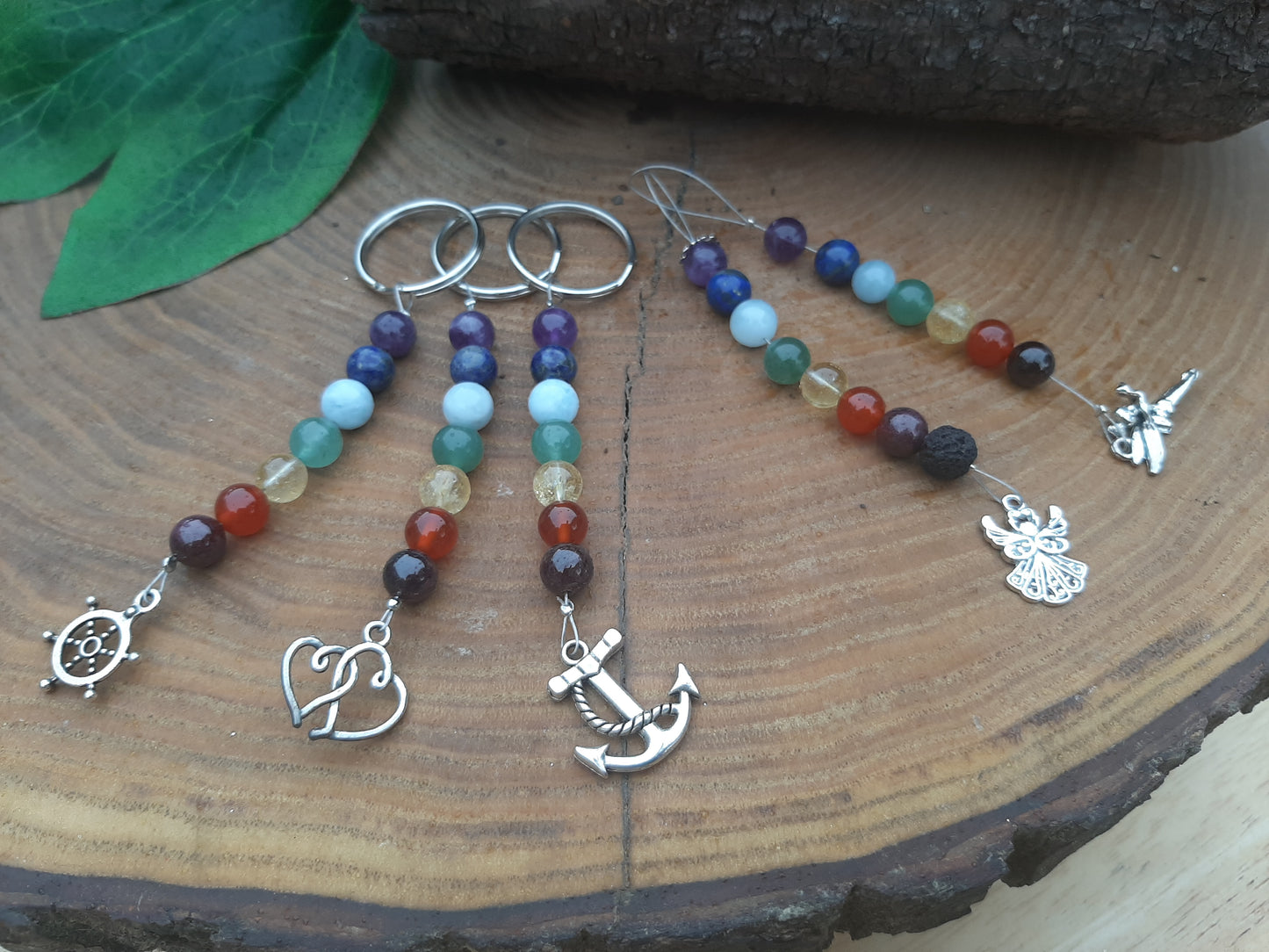 Handmade Chakra Keyring with Charms