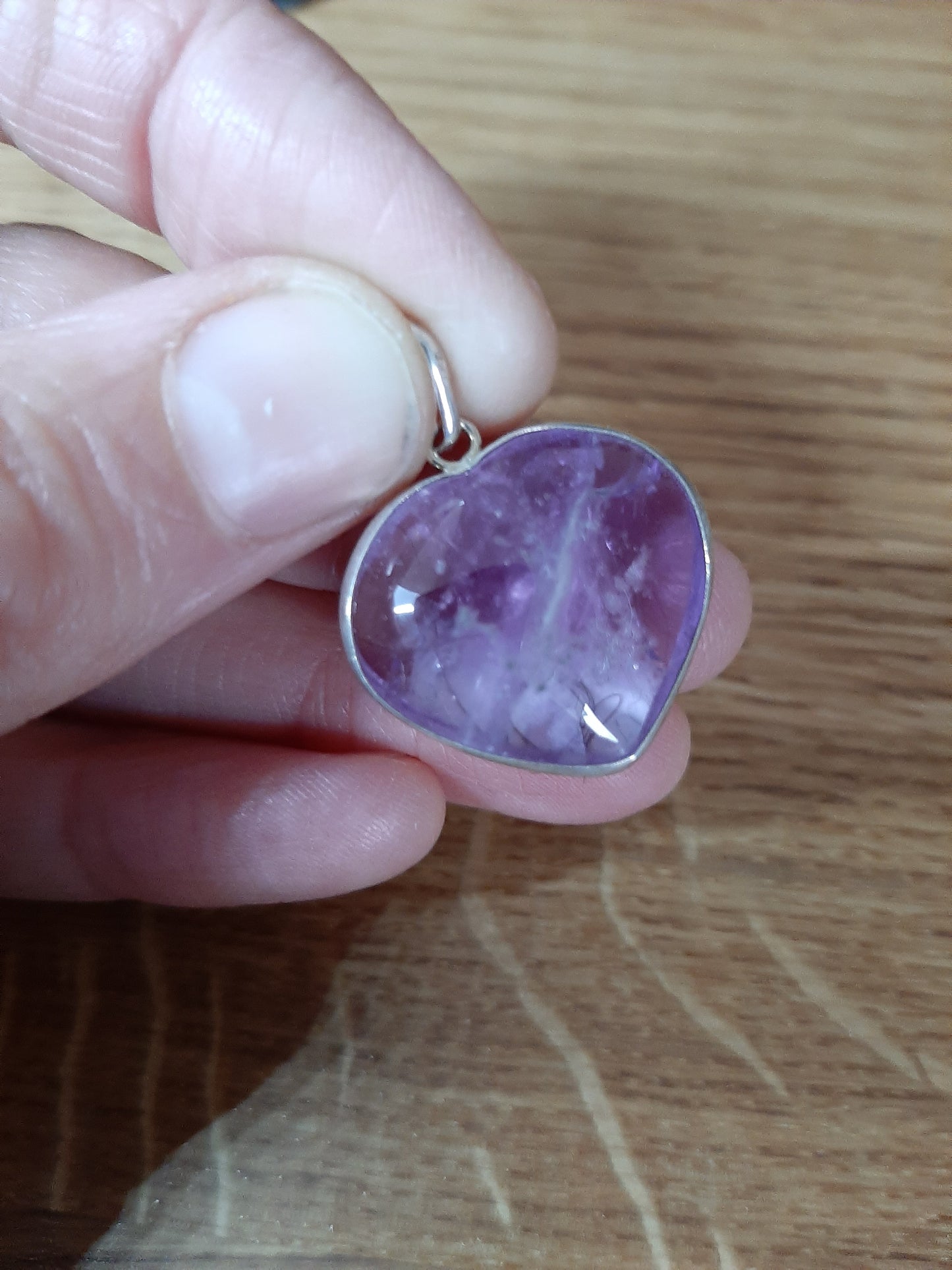 Amethyst Heart Pendant in 950 Silver