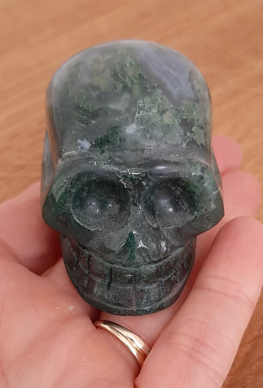 Moss Agate Crystal skull