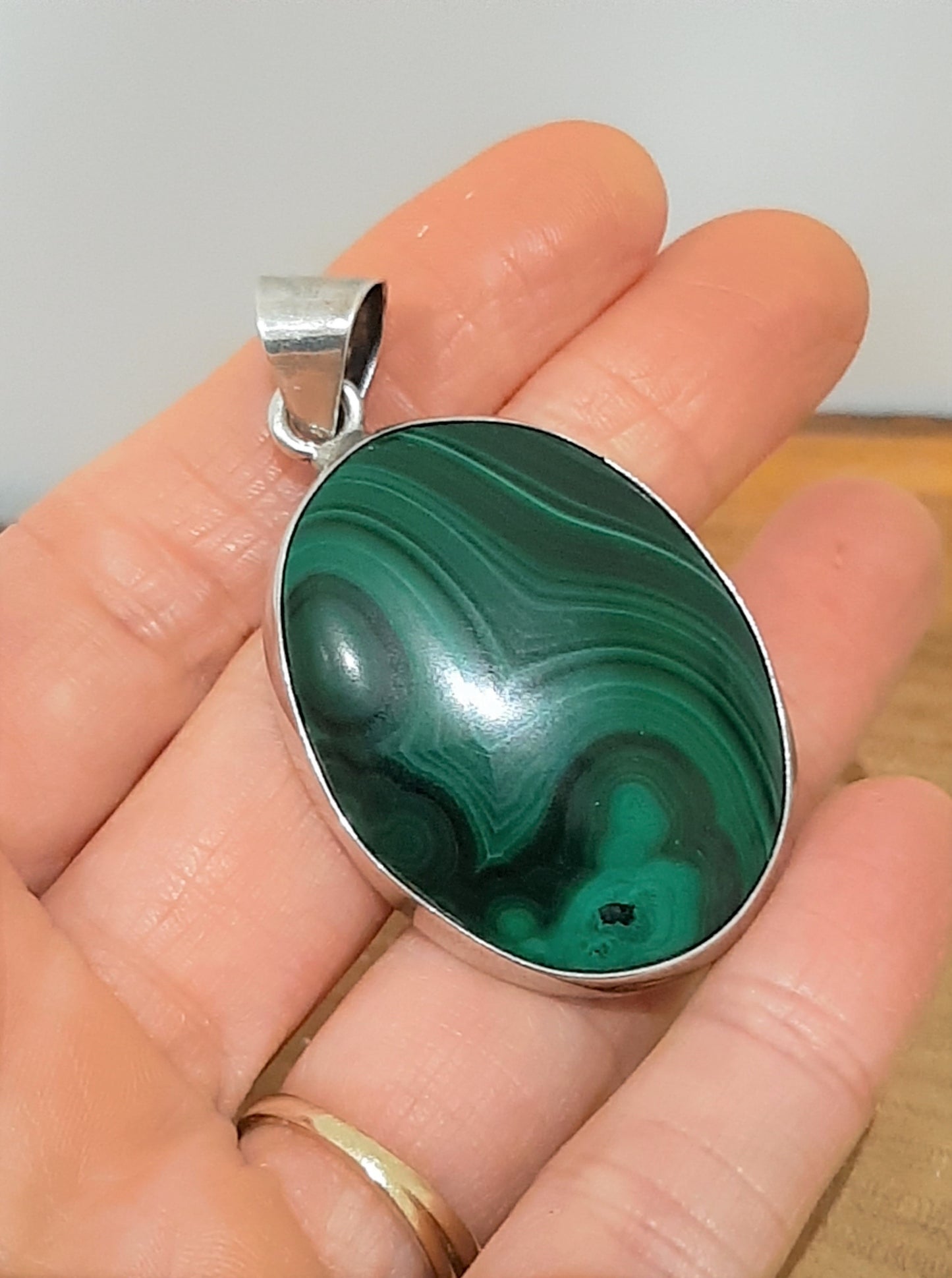 Malachite Pendant in 925 Silver