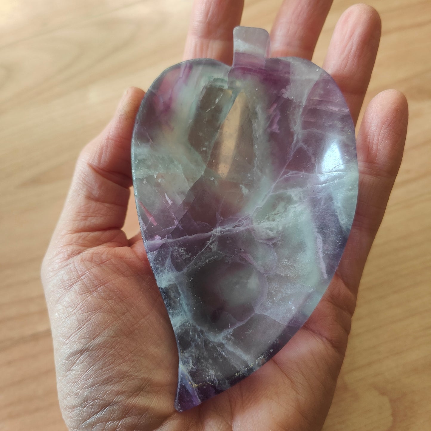 Fluorite Leaf Trinket Dish 11cm