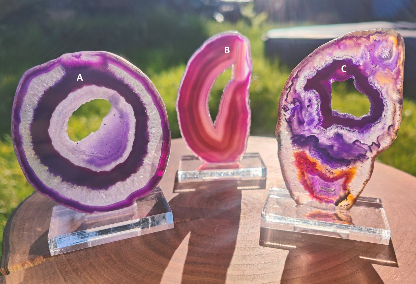 Purple Agate Slice on Stand