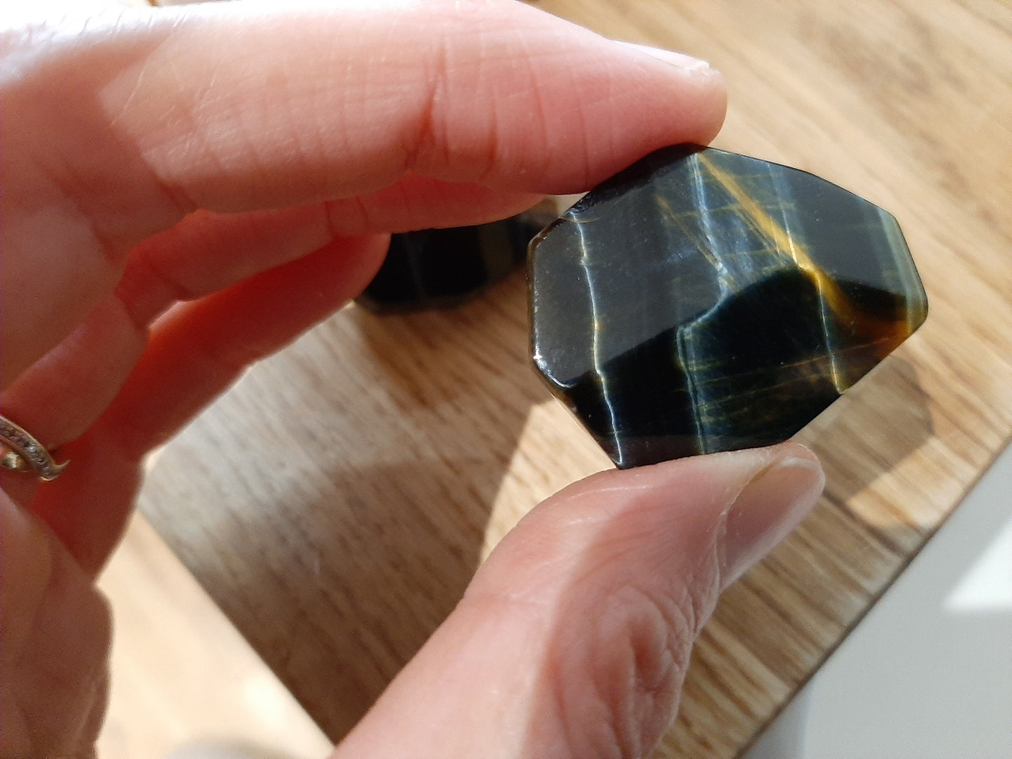 Tigers Eye Carved Geometric Shape