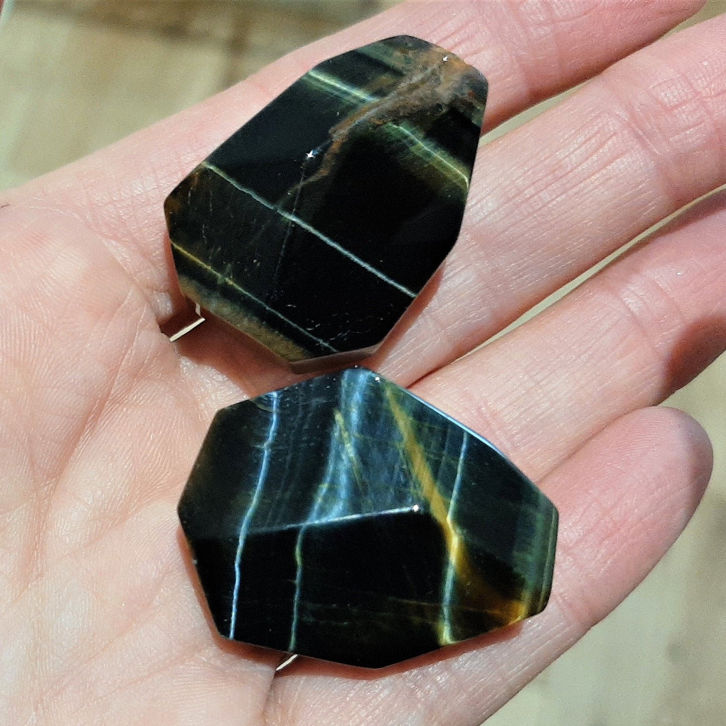 Tigers Eye Carved Geometric Shape