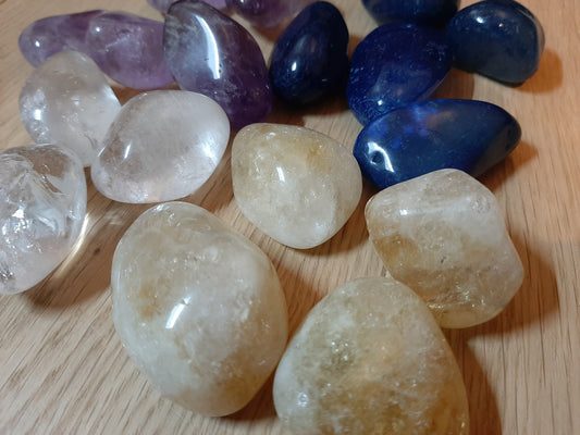 Giant tumblestones: Amethyst, Quartz, Citrine, Agate (L)