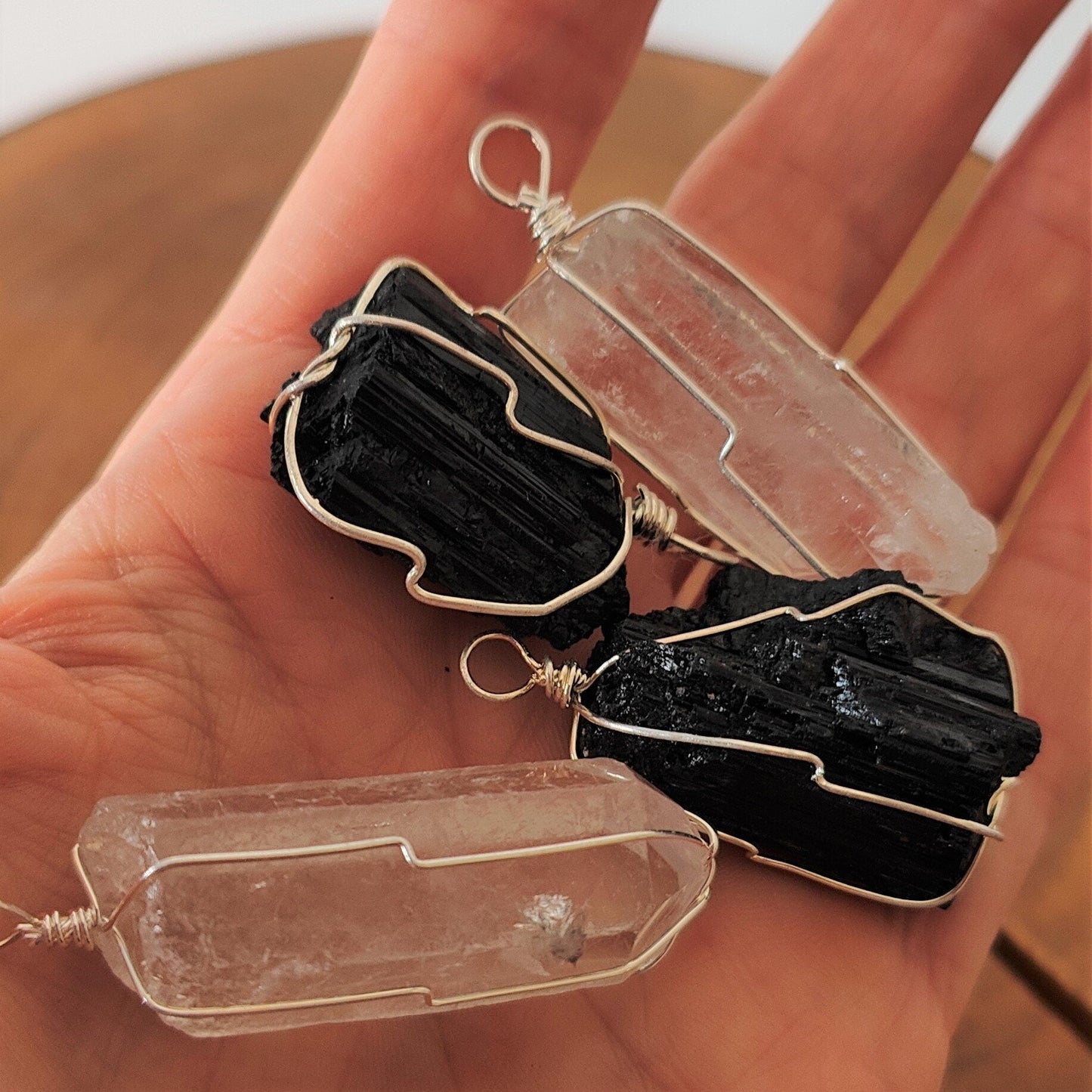 Quartz/Obsidian Pendant