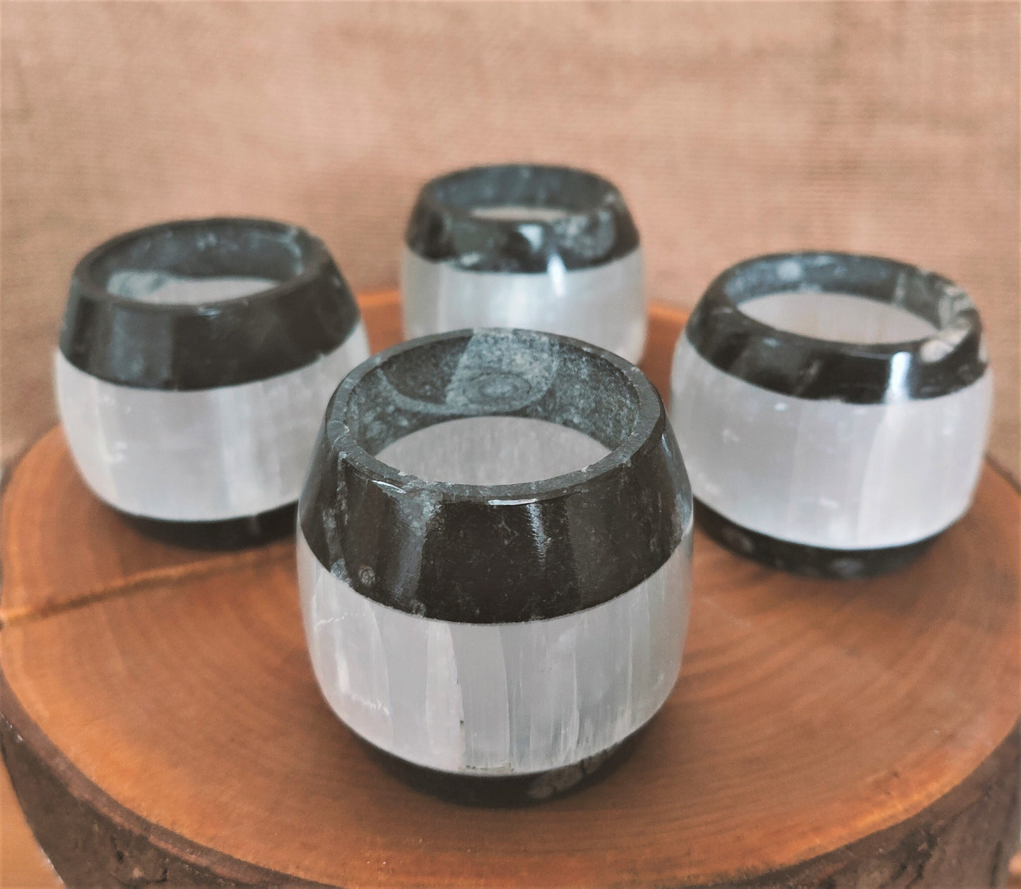 Selenite and Orthoceras Candle Holder