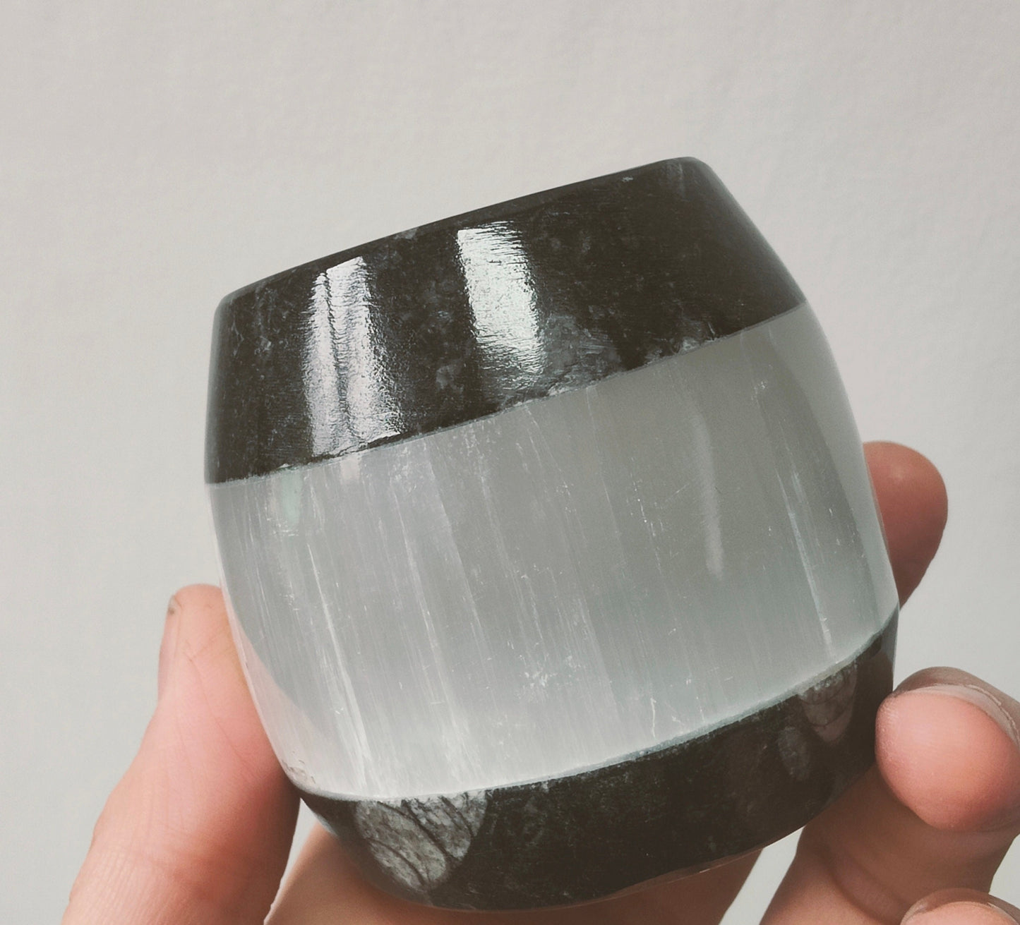 Selenite and Orthoceras Candle Holder