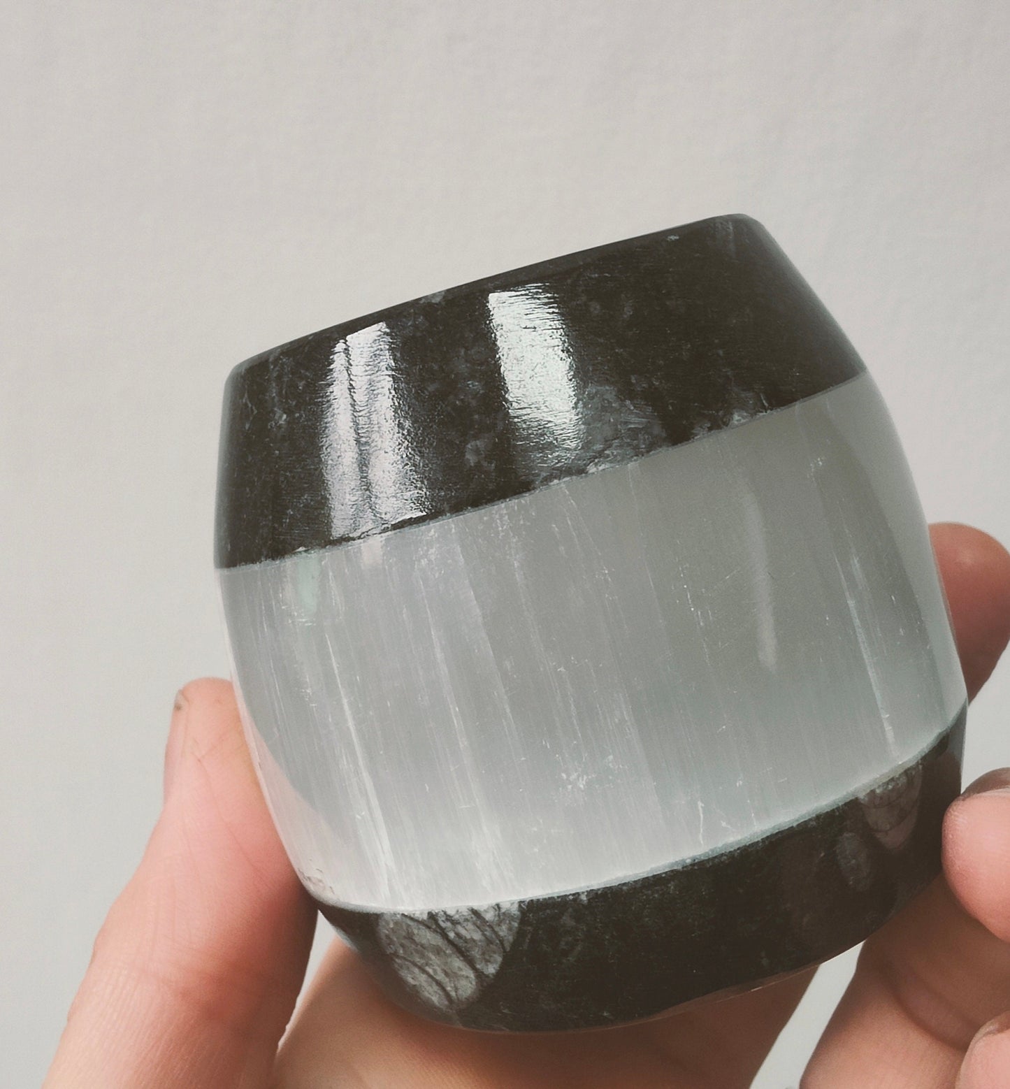 Selenite and Orthoceras Candle Holder