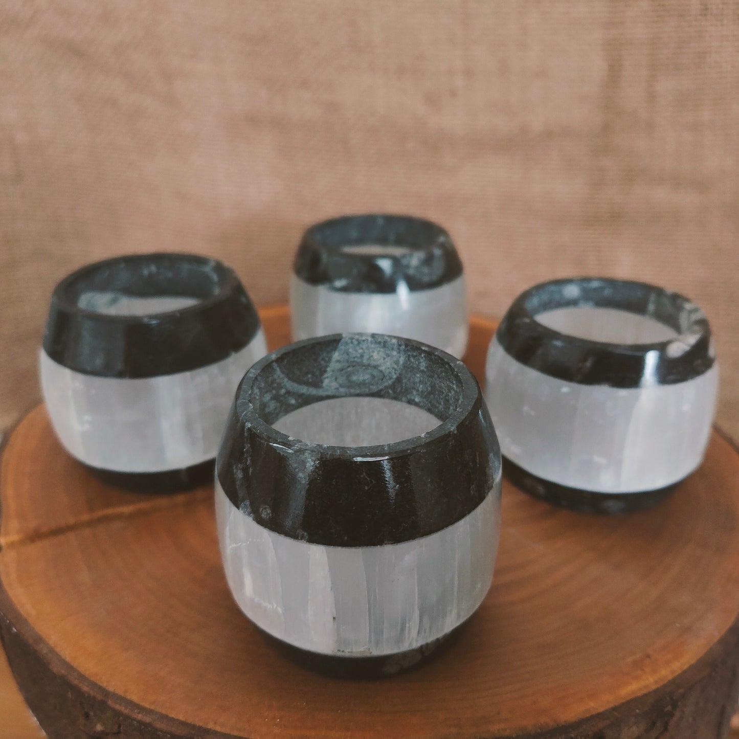 Selenite and Orthoceras Candle Holder