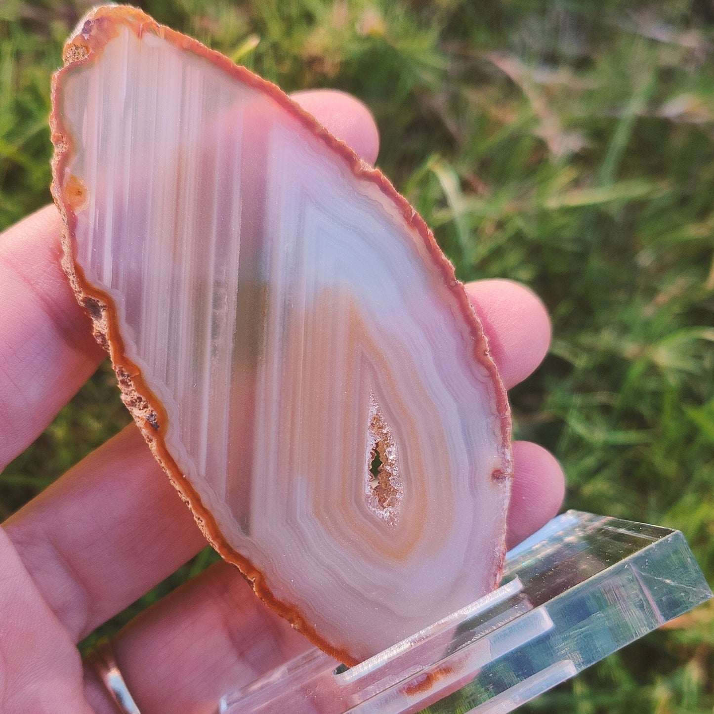 Yellow Agate Slice on stand