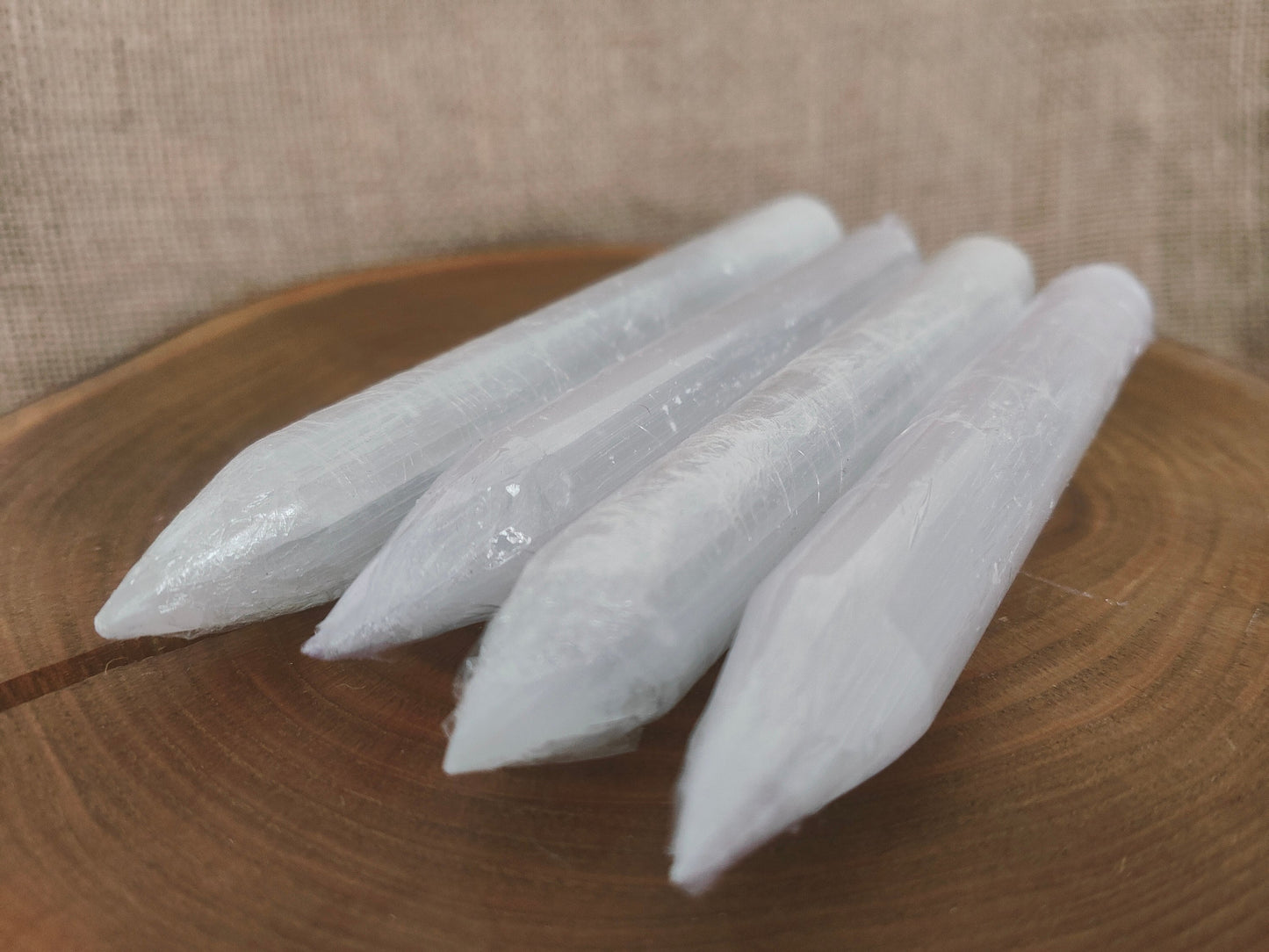 Selenite Natural Pointed Wand 16cm