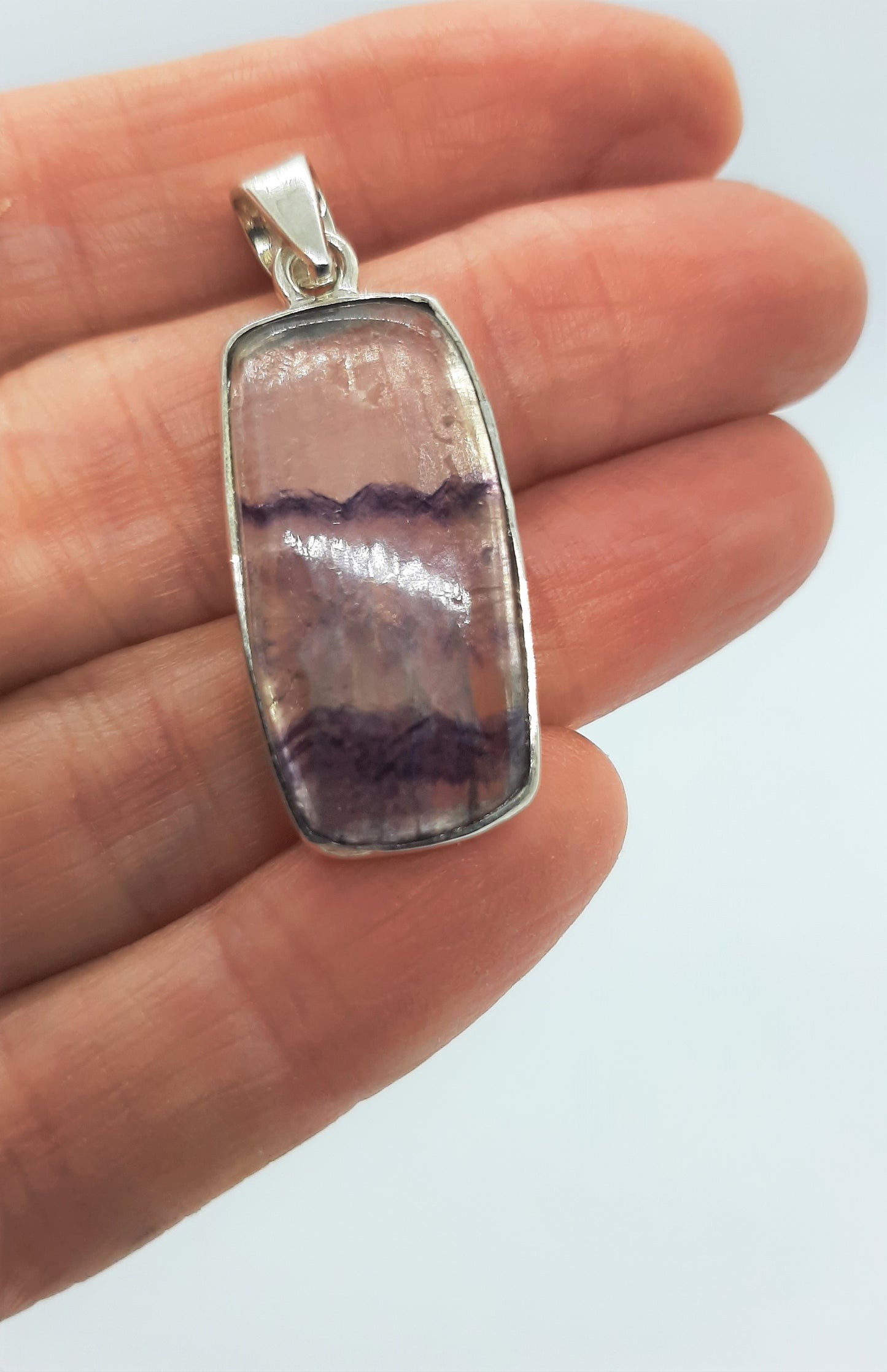 Blue John Fluorite 925 Sterling Silver Pendant