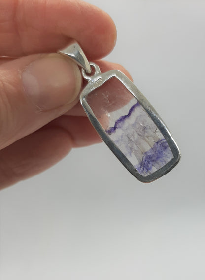 Blue John Fluorite 925 Sterling Silver Pendant