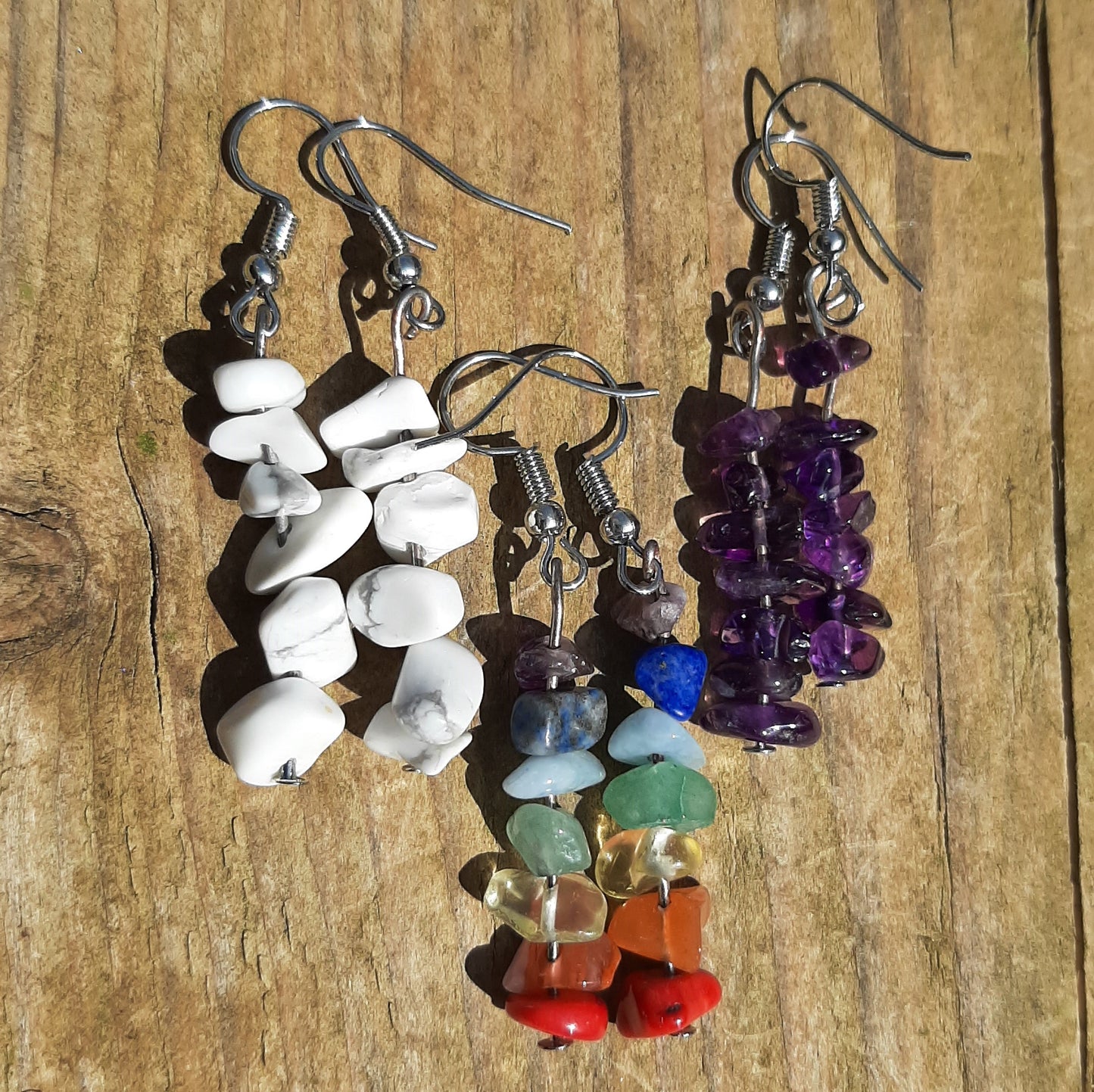 Handmade gemchip earrings