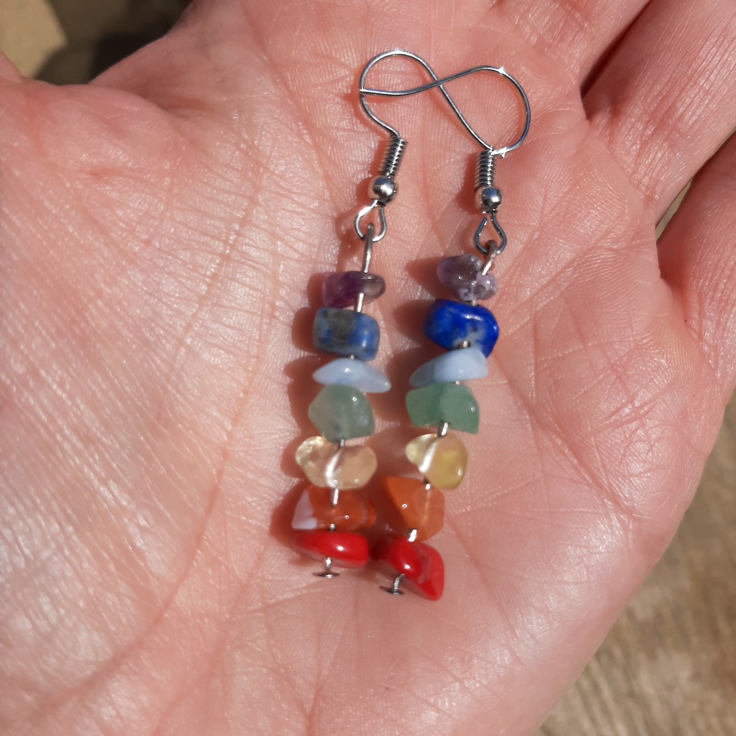 Handmade gemchip earrings