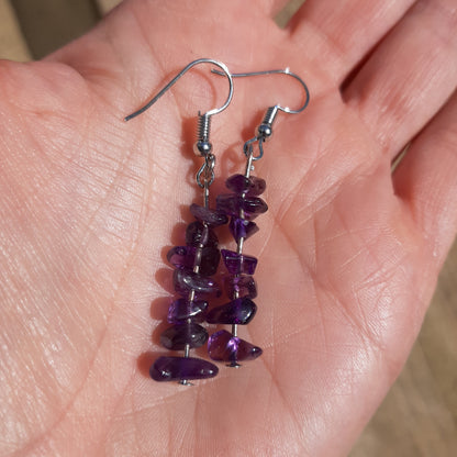 Handmade gemchip earrings