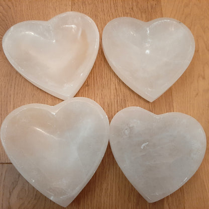 Selenite Heart Dishes (Seconds)