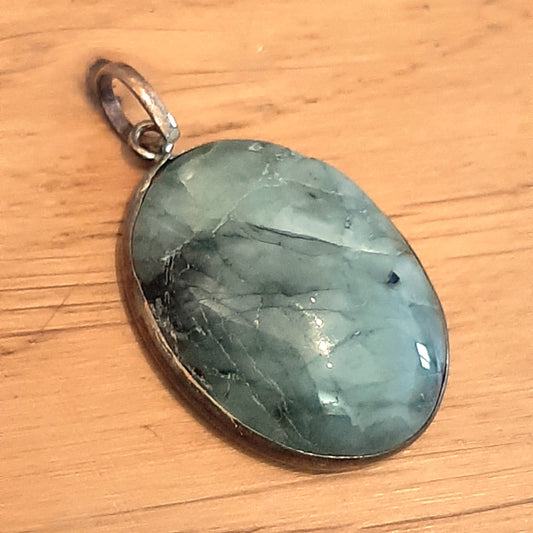 Emerald 950 Silver Pendant