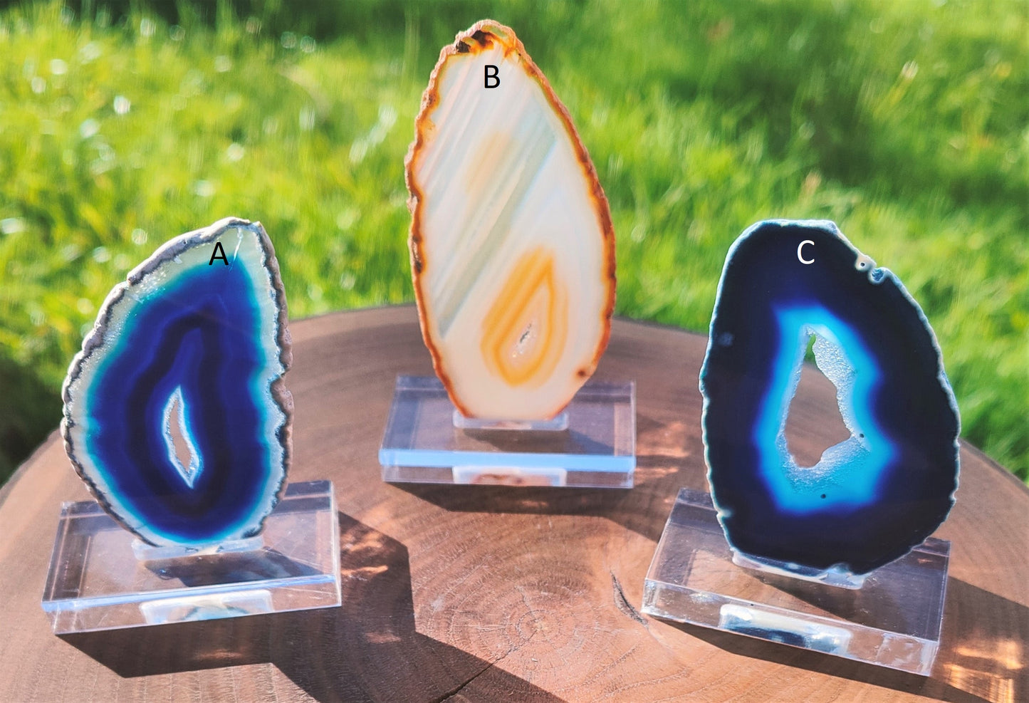 Agate slice on stand