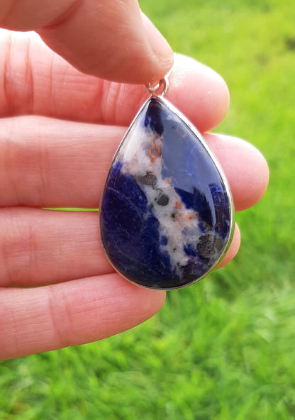 Sodalite  925 Sterling Silver Teardrop Pendant