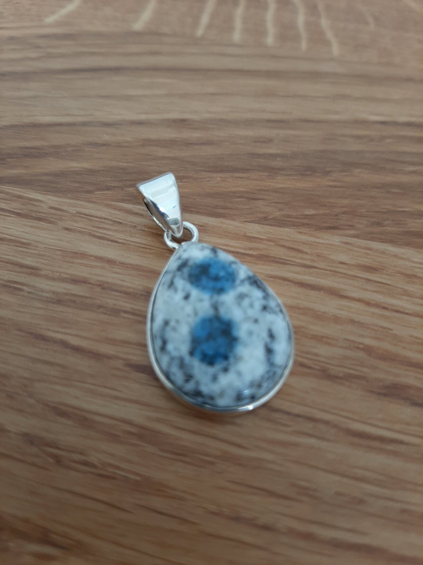 K2 Jasper  925 Sterling Silver Pendant | Rare Unusual necklace | Blue and white pendant | UK seller