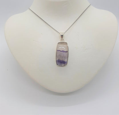 Blue John Fluorite 925 Sterling Silver Pendant