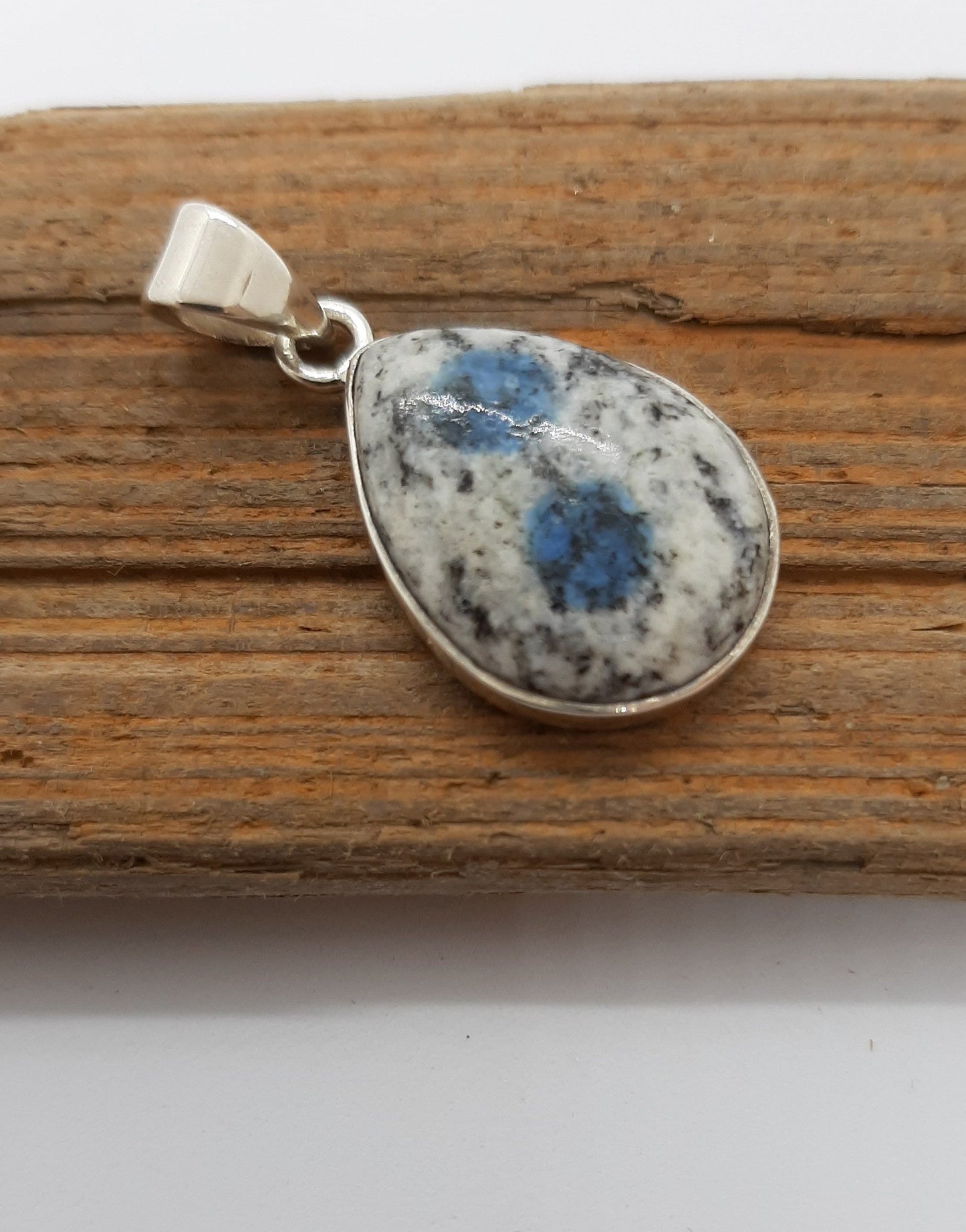 K2 Jasper  925 Sterling Silver Pendant | Rare Unusual necklace | Blue and white pendant | UK seller