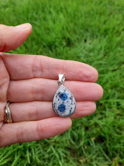 K2 Jasper  925 Sterling Silver Pendant | Rare Unusual necklace | Blue and white pendant | UK seller