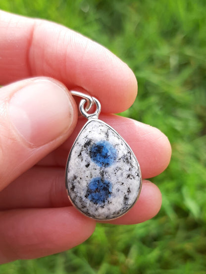 K2 Jasper  925 Sterling Silver Pendant | Rare Unusual necklace | Blue and white pendant | UK seller