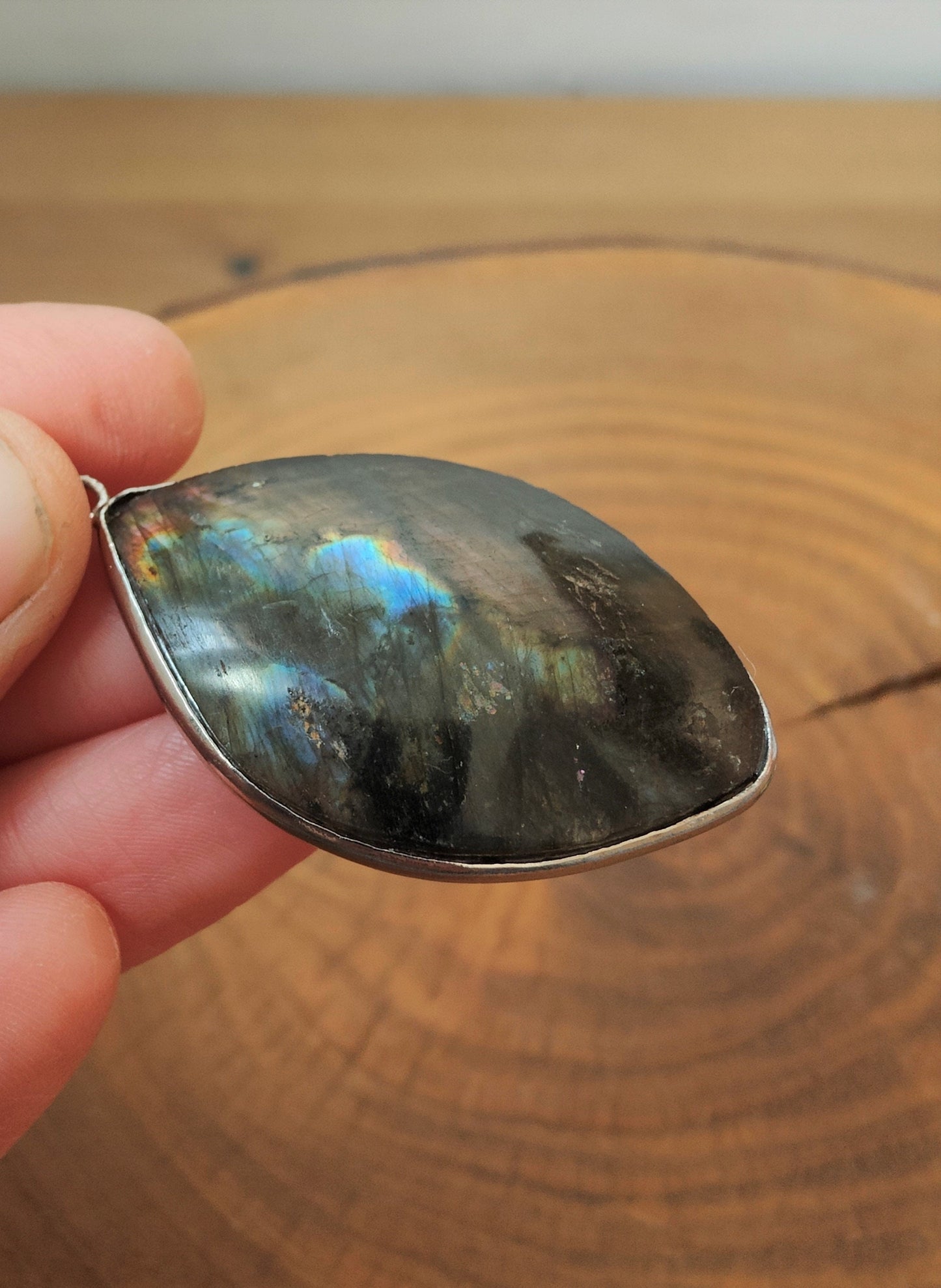 Labradorite silver plated pendant