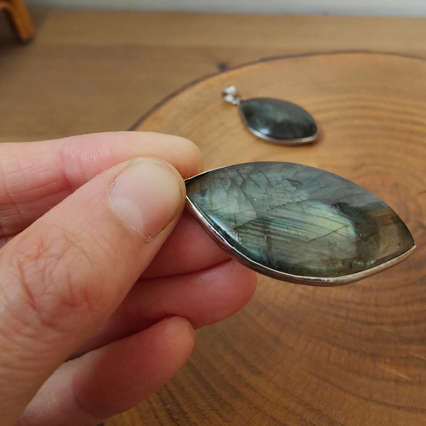 Labradorite silver plated pendant