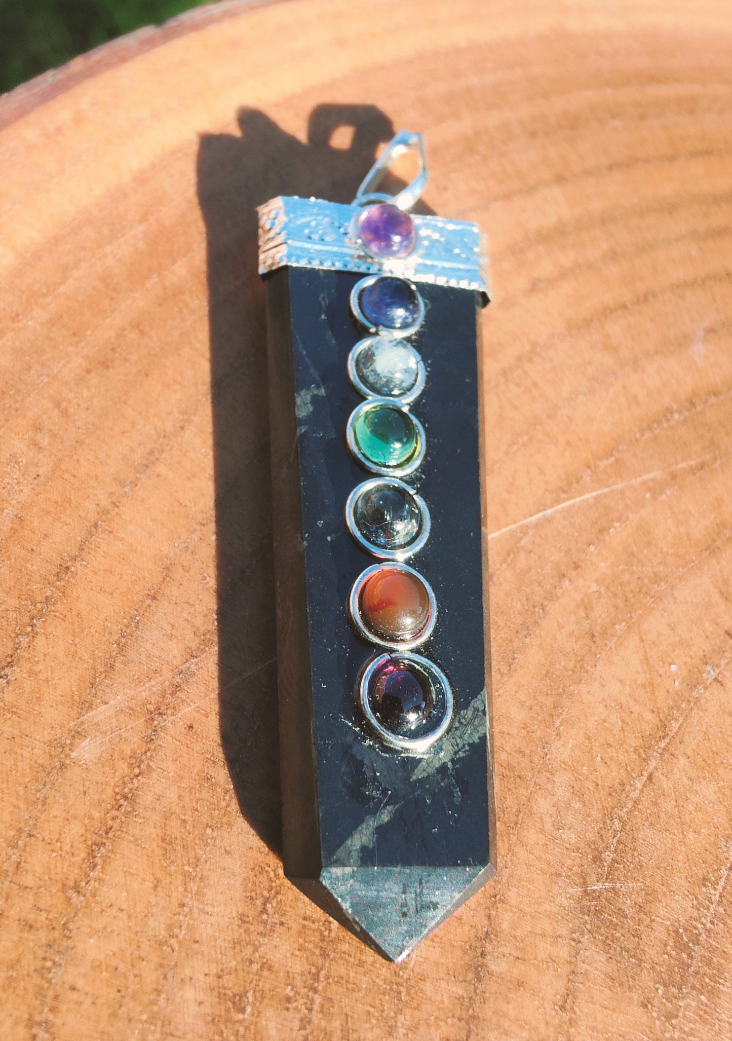 Shungite Chakra Pendant