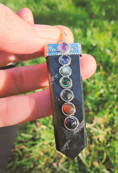 Shungite Chakra Pendant